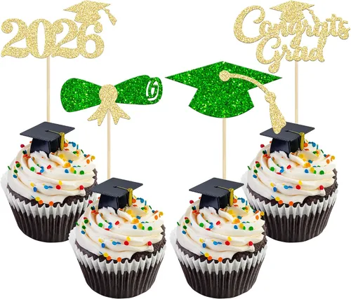 Miniatura 48 de Gyufise 1 paquete de decoración de pastel de graduación 2025 con purpurina de felicitaciones clase de 2025, decoración de pastel de diploma 2025