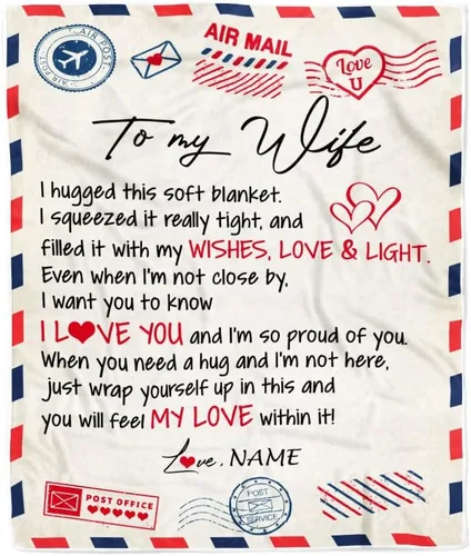 Miniatura 6 de Manta personalizada con texto en inglés «To My Wife from Husband When I Tell You I Love You Wife», manta de forro polar personalizada