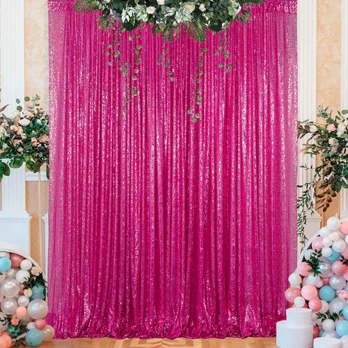 Miniatura 30 de ShinyBeauty Cortinas de lentejuelas 2 paneles de 2 x 8 pies, cortinas de fondo de fiesta verde azulado con purpurina para bodas, Navidad, Año Nuevo