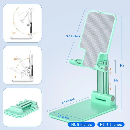 Miniatura 5 de Soporte para teléfono celular, soporte de teléfono celular ajustable en ángulo con almohadilla de silicona para escritorio, soporte de teléfono