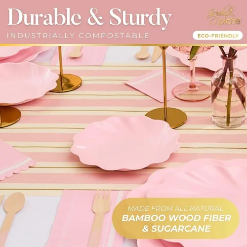 Miniatura 5 de Sophistiplate Platos de cena compostables ecológicos – Hecho de fibra de madera de bambú y caña de azúcar – Platos biodegradables y desechables