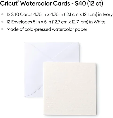Miniatura 3 de Tarjetas de acuarela de impresión en frío de Cricut, S40 (12 unidades) Tarjetas en blanco personalizables con sobres, cree tarjetas de cumpleaños