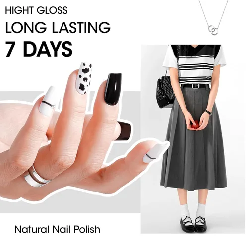 Miniatura 3 de GELLEN Juego de Esmalte de Uñas en 4 Colores Negro, Blanco, Gris & Base y Capa Superior, Esmalte de Uñas de Tendencia Otoño/Invierno Negro, Blanco