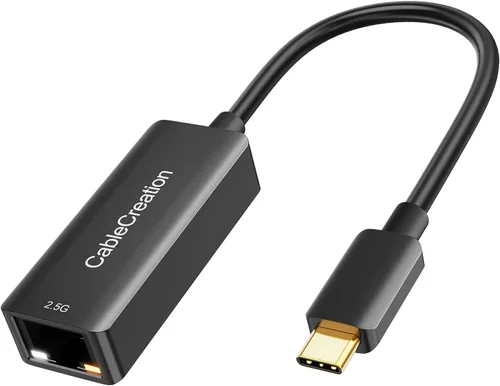 CableCreation Adaptador USB C a 2.5G Ethernet, USB C 3.1 a RJ45 2.5 Gigabit LAN Thunderbolt 3, compatible con MacBook Pro MacBook Air iPad Pro