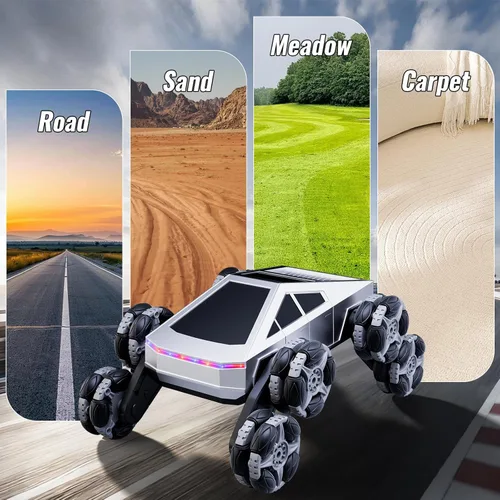 Miniatura 5 de Bsgifts Auto de control remoto, 8 ruedas RC Stunt Car con luces LED y música, auto de deriva RC de 2.4 GHz para niños de 6 a 14 años, regalo