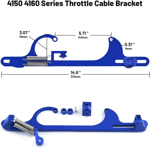 Miniatura 5 de Soporte de cable del acelerador para 4150 4160 Series Soporte de carburador ajustable Soportes de acelerador de aluminio (azul)