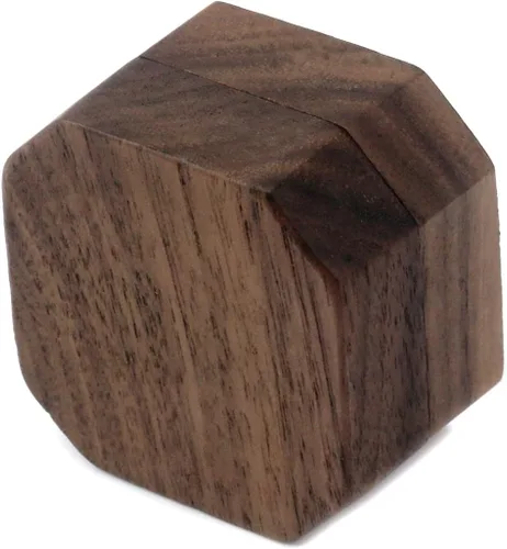Miniatura 4 de Caja de anillo de propuesta portátil de madera de nogal negro, caja de regalo de joyería octogonal para boda, compromiso