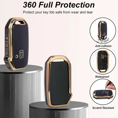 Miniatura 3 de Funda para llavero y llavero de cuero, compatible con Kia K5 Forte Sportage Soul Seltos Telluride Smart Key Holder 5 botones, elefante blanco