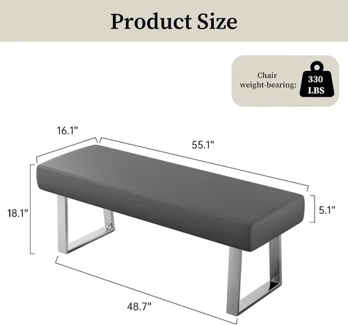 Miniatura 2 de JIEXI Banco de dormitorio, banco tapizado en el extremo de la cama, taburete pequeño de esquina interior con patas de metal, para cocina, entrada