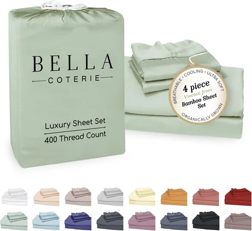 Miniatura 64 de Bella Coterie - Juego de sábanas de lujo de viscosa de bambú para cama tamaño split king 2 sábanas ajustadas para camas Sleep Number y camas 06