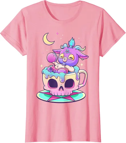 Miniatura 11 de Kawaii Pastel Goth Cute espeluznante Pentáculo Baphomet - Camiseta de cabra, Negro