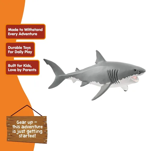 Miniatura 3 de Schleich Wild Life - Figura realista de gran tiburón blanco - Juguete de tiburón oceánico duradero y educativo para niños y niñas, para jugar
