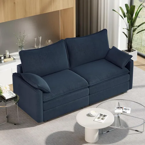 Miniatura 122 de Vesgantti 2 Piece Loveseat & 3 Seater Sofa Set, Modular Cloud Couch, Beige