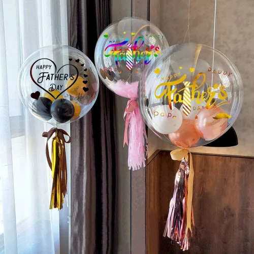 Miniatura 3 de Calcomanías de globos para el Día del Padre, calcomanías de letras Bobo Happy Gold Black Rainbow DIY Paster Home Window Adhesivo Decoración