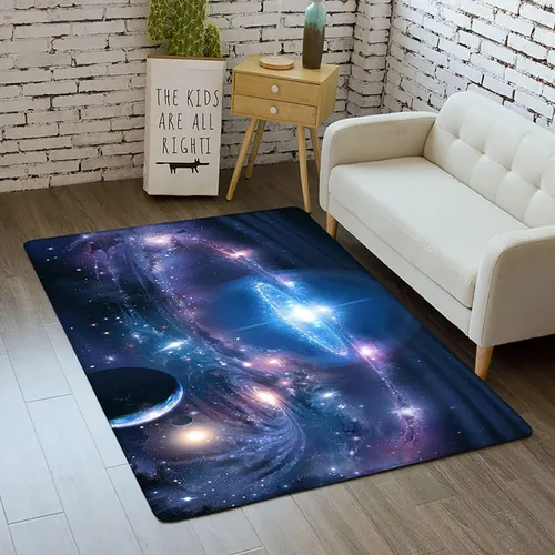 Miniatura 11 de Alfombra de espacio exterior para habitación de niños, 3 x 5 pies, alfombra Galaxy para dormitorio de niños, suave, antideslizante, sistema solar