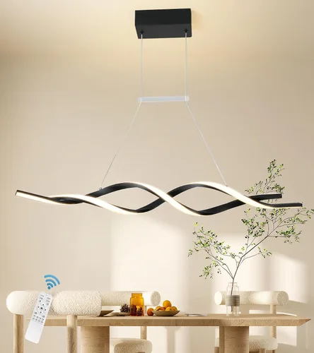 Miniatura 11 de Jaycomey Lámpara LED moderna para comedor, 52 W, regulable, moderna, lineal, con control remoto, 3000K a 6500K, lámpara de techo ajustable para isla