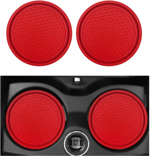 Miniatura 14 de Ohleats Juego de posavasos de 2 piezas para automóvil, impermeable en forma de panal de abeja, PVC antideslizante de 2.75 pulgadas, universal