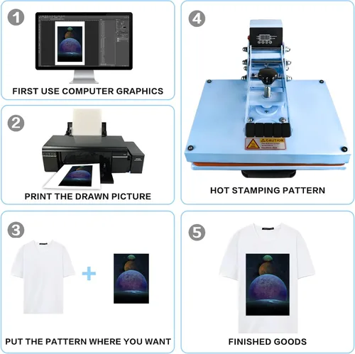 Miniatura 5 de Máquina de prensa de calor de 15.2 x 11.6 pulgadas, máquina de prensa de calor para camisetas con cajón deslizante para panel de control digital