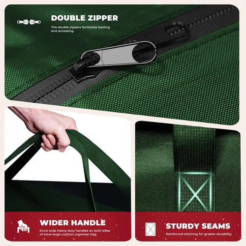 Miniatura 4 de Paquete de 2 bolsas de almacenamiento extra grandes para árboles artificiales de hasta 12 pies de alto, 68 pulgadas de largo x 30 pulgadas de ancho