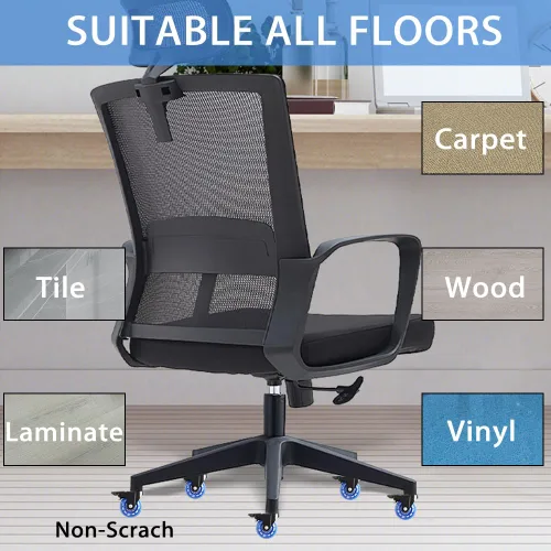 Miniatura 6 de Ruedas para silla de oficina con freno, ruedas de rodadura suave, ruedas resistentes, seguras para suelos de madera dura y alfombras, ruedas de goma