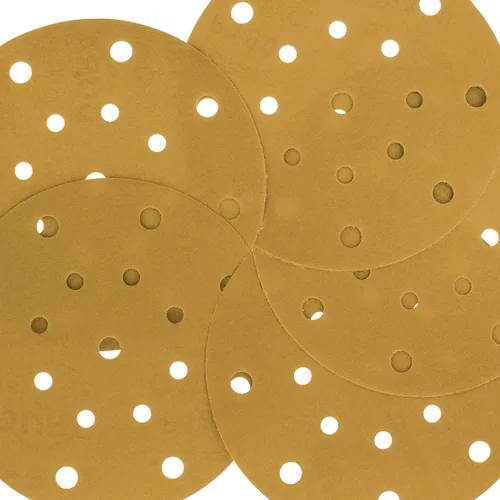 Miniatura 3 de Dura-Gold Discos de lijado dorados de 6 pulgadas de alta calidad, grano 180 (caja de 50), papel de lija de gancho y bucle sin polvo con patrón de 17