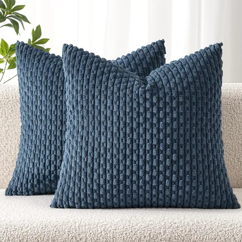 Miniatura 23 de MIULEE - Paquete de 2 fundas de cojín decorativas, modernas y boho, de terciopelo, con textura a rayas, para sofá, cama, sala de estar, decoración
