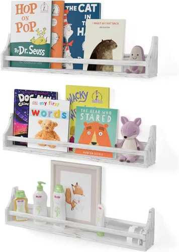 Angel - Estantes flotantes de 30 pulgadas para decoración de pared, estante de almacenamiento de juguetes y estantes de libros para guardería,