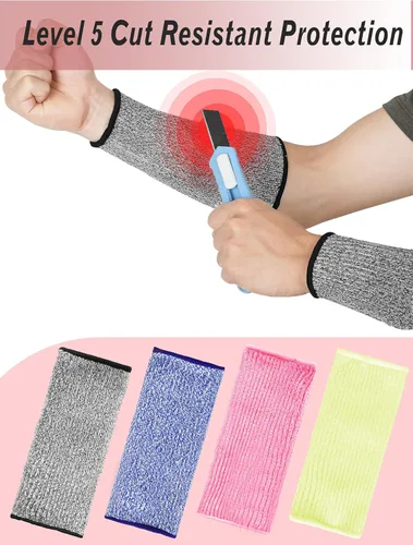 Miniatura 3 de SATINIOR 4 pares de mangas de brazo resistentes a los cortes, protectores de brazo de nivel 5 para piel fina y moretones, protección de seguridad