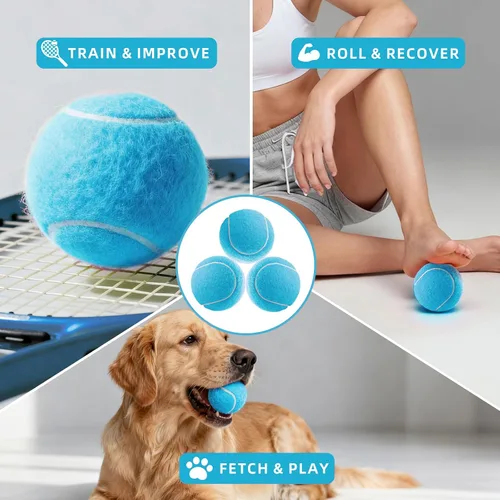 Miniatura 3 de PoyPet Paquete de 16 pelotas de tenis a granel para práctica, entrenamiento y principiantes, ideales para buscar perros, masticar y jugar