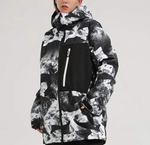 Miniatura 5 de GSOU SNOW Chaqueta de esquí para hombre, abrigo de nieve para snowboard, cálido, invierno, impermeable, con capucha