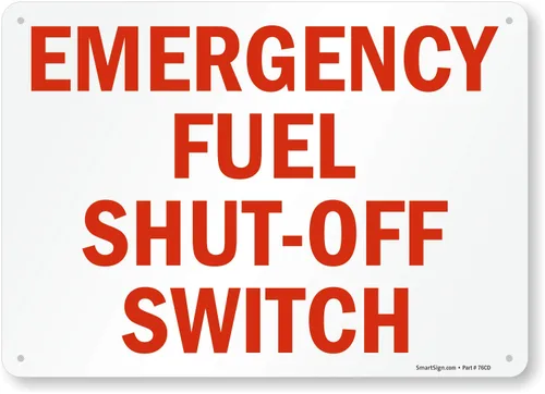 Miniatura 12 de SmartSign Letrero de metal con "Interruptor de apagado de combustible de emergencia" de 10 x 14 pulgadas, serigrafiado, aluminio laminado a prueba