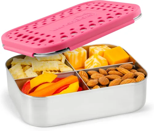 Miniatura 11 de LunchBots Medium Uno - Recipiente para sándwiches de acero inoxidable, diseño abierto para envolturas, ensaladas o comidas pequeñas, ecológico, apto