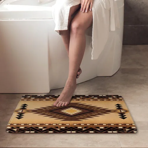 Miniatura 4 de Britimes Alfombra de baño para baño, alfombra de baño occidental antideslizante, cubierta decorativa del suroeste lavable, alfombra de piso de 16 x