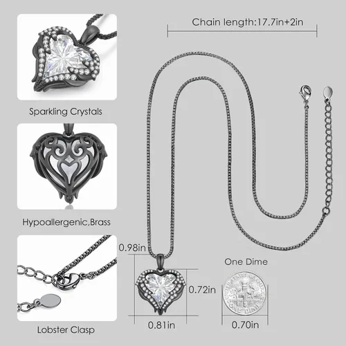 Miniatura 4 de CDE - Collar con dije de corazón de ala de ángel para mujer, dije de tono plateadodorado, regalo de Navidad, San ValentínDía de la Madre