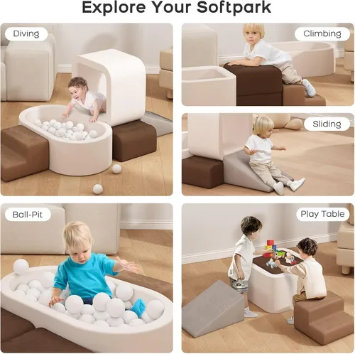 Miniatura 4 de BanaSuper Bloques de escalada para niños pequeños de 6 piezas con pozo de pelotas, juego de espuma suave, juguetes de escalada para bebés y niños