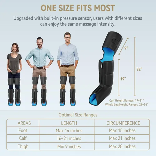 Miniatura 5 de FIT KING Masajeador de piernas de compresión de aire con calor y compresión para circulación y alivio del dolor, masajeador completo de piernas