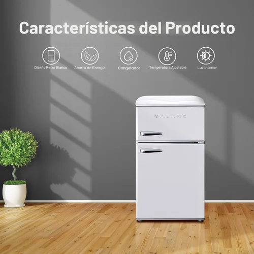 Miniatura 3 de Galanz GLR31TWEER - Refrigerador compacto retro de doble puerta, minirefrigerador con termostato mecánico ajustable y congelador, color blanco, 3.1