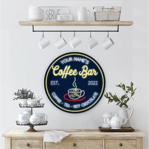 Miniatura 4 de Letrero de madera de barra de café personalizado, placa de pared para decoración de cocina, regalos personalizados para amantes del café, café 02