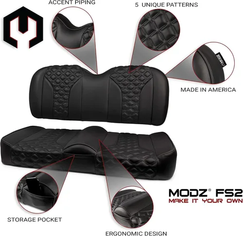 Miniatura 2 de MODZ® FS2 Asiento delantero personalizado para carrito de golf para Club Car Precedent/Onward/Tempo - [2004 en adelante] - Base negra