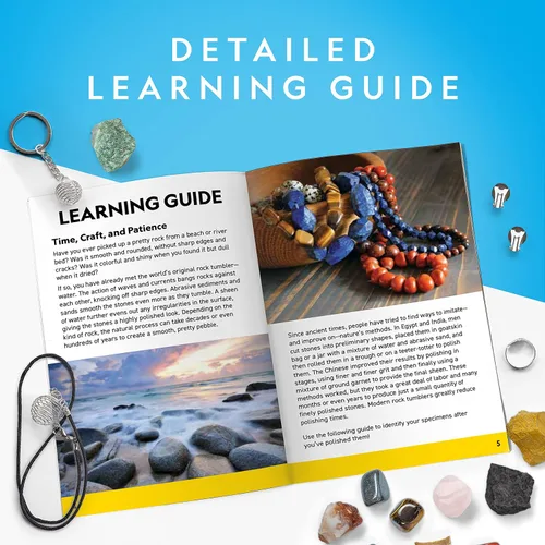 Miniatura 6 de Kit de recambio para pulidor de rocas National Geographic 3 libras de piedras preciosas y rocas en bruto para pulir, incluyendo amatista y cuarzo.