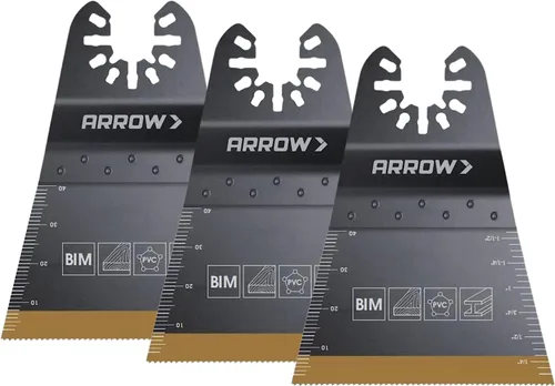 Arrow OSC206-3 - Hojas de sierra oscilantes con revestimiento de titanio para carpintería, paneles de yeso, PVC y metal, universal, se adapta a la
