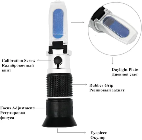 Miniatura 2 de 0-90% Refractómetro de azúcar Brix Refratometer para contenido de alimentos Líquidos de jugo de frutas Herramienta de medición ATC