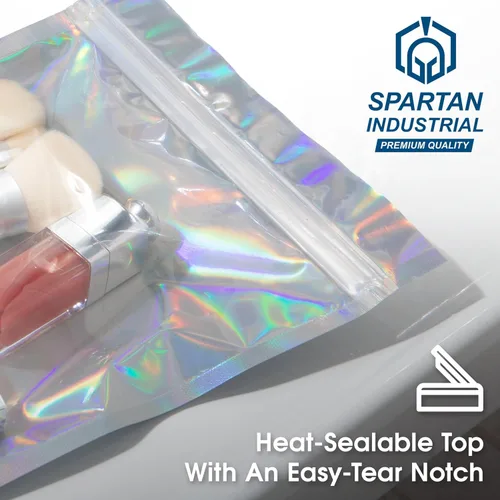 Miniatura 5 de Spartan Industrial - Bolsas holográficas de aluminio de 3 x 4 pulgadas - Paquete de 1000 bolsas resellables a prueba de olores para alimentos, cera