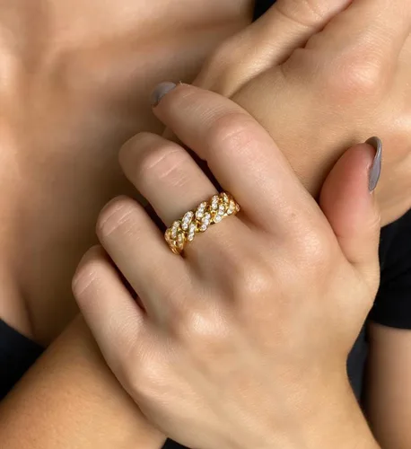 Miniatura 3 de Tanyoyo Anillos de cadena de eslabones cubanos de banda ancha de 0.276 in para mujeres y niñas, regalo del día de la madre