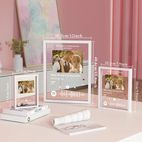 Miniatura 5 de Placa personalizada de Spotify con marco blanco gratis, marco de fotos de Spotify, placa de canción acrílica personalizada, marco de fotos musical