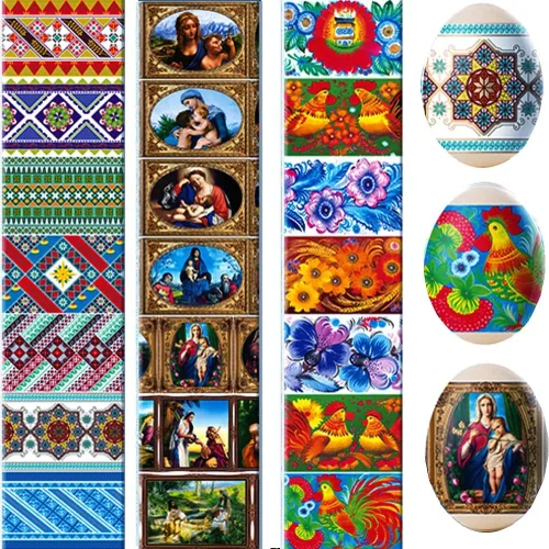 Miniatura 8 de Lote 3 Ucrania Termoencogible Manga Decoración Huevo de Pascua Envolturas Pysanka Set - para 21 Huevos de Pascua (juego # 1)