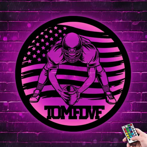 Miniatura 3 de Letrero de metal personalizado para jugador de fútbol con luz LED, nombre y número personalizado, arte de pared de fútbol, letrero de neón