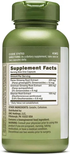 Miniatura 2 de GNC Suplemento de triple ginsa Herbal Plus, apoya la vitalidad, 100 porciones