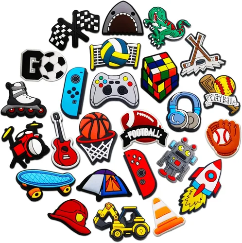 25 dijes de decoración de zapatos para niños sandalias de burbujas de cocodrilo zuecos decoración de zapatos de juego deportivo para niños hombres y