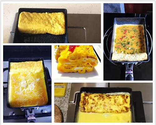 Miniatura 4 de LI-GELISI Tamagoyaki - Sartén japonesa para tortilla, revestimiento antiadherente anodizado duro, acero al carbono, 12.6 x 5.2 x 1.8 pulgadas, Negro